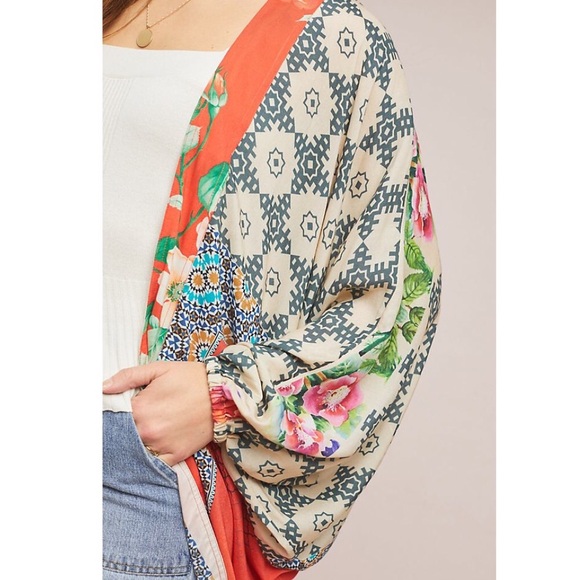 Anthropologie Dylan Floral Cocoon Kimono One Size - Picture 4 of 11